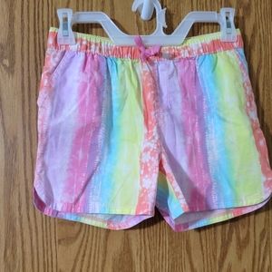NWT Childrens Place Pink Rainbow Striped Pull On Shorts Size 12